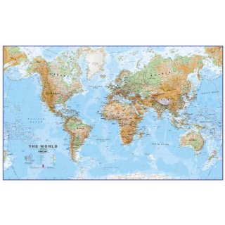 Weltkarte, physisch 1:30.000.000 (helle Version)