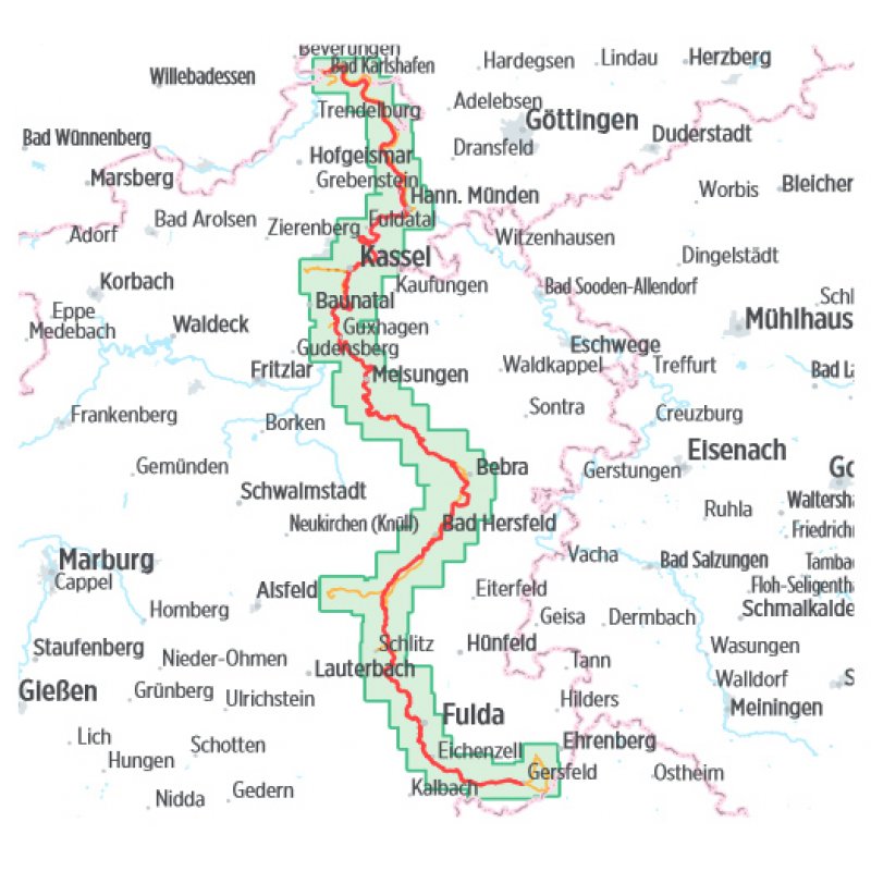 Fulda-Radweg 1:50.000 - LandkartenSchropp.de Online Shop