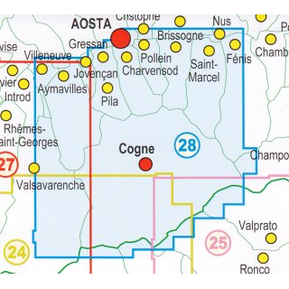 28 Aosta/Pila/Valle de Cogne/Gran Paradiso  1:25.000