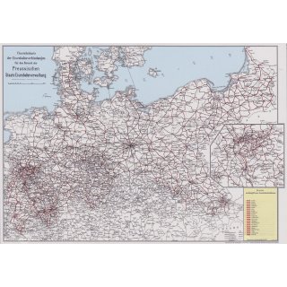 Preußische Staats-Eisenbahnverwaltung Übersichtskarte Preußen 1915 (gefaltete Karte)
