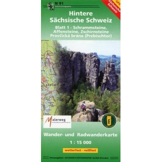 91 Hintere Sächsische Schweiz Blatt 01. Schrammsteine, Affensteine, Zschirnsteine 1 : 15 000